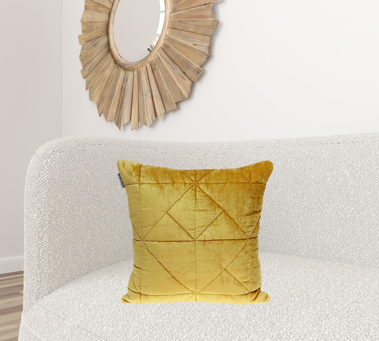 Yellow Chunky Geo Stitched Velvet Decorative Throw Pillow