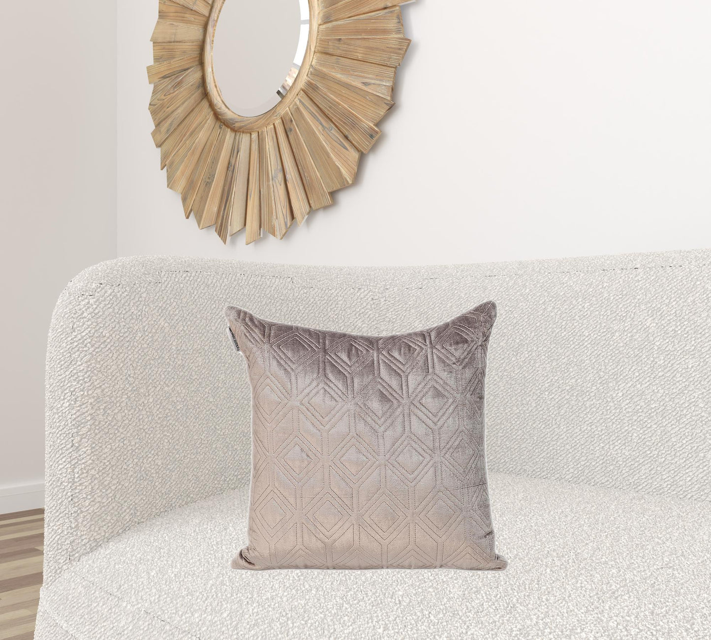 Tufted Diamonds Taupe Velvet Accent Pillow