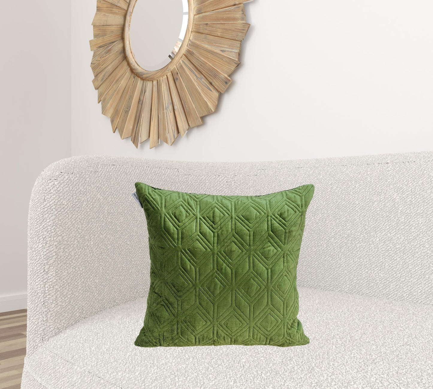 Tufted Diamonds Olive Velvet Accent Pillow