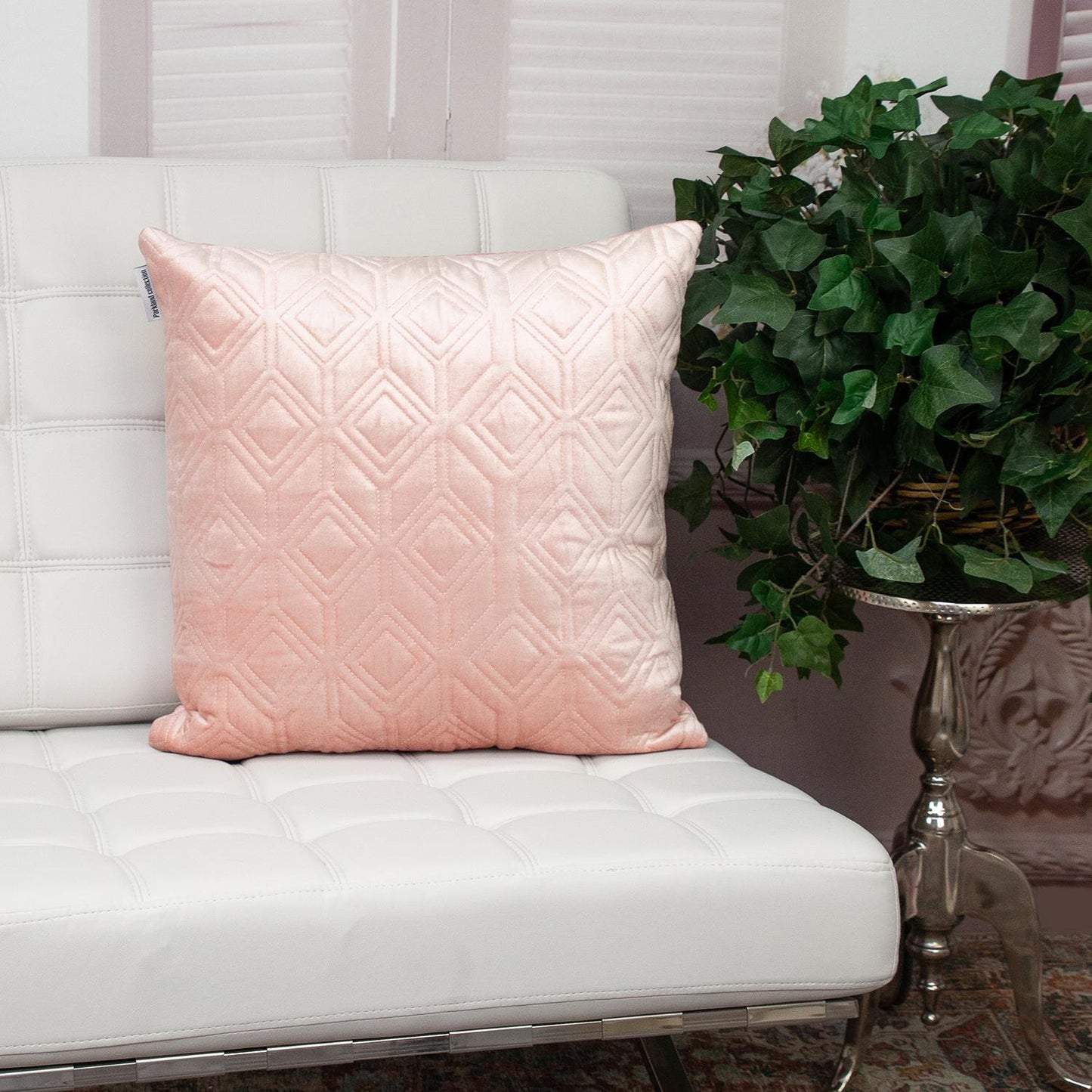 Tufted Diamonds Rose Gold Velvet Accent Pillow