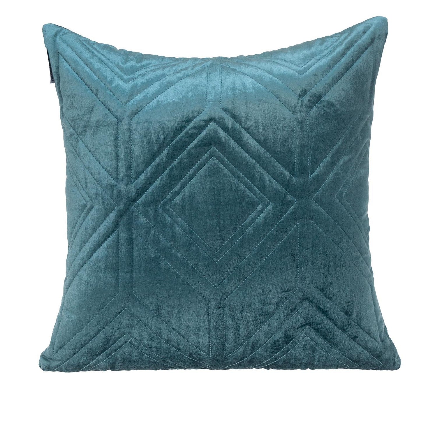 Teal Quilted Diamonds Velvet Solid Color Throw Pillow