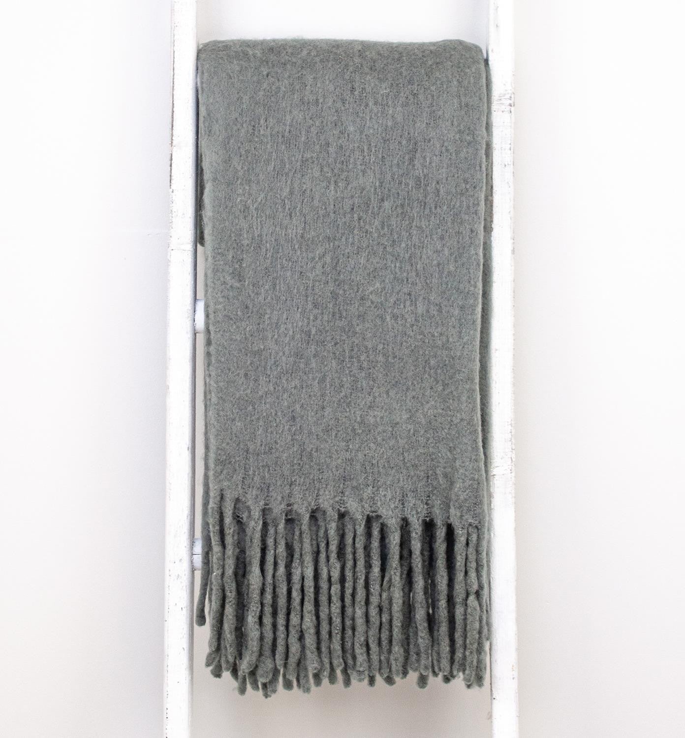 Super Soft Gray Soft Solid Color Handloomed Throw Blanket