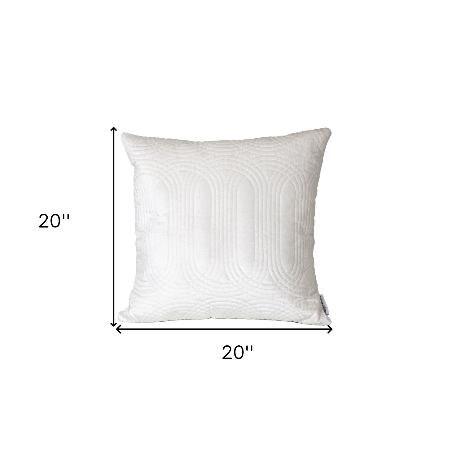 Quilted Velvet White Square Throw Pillow