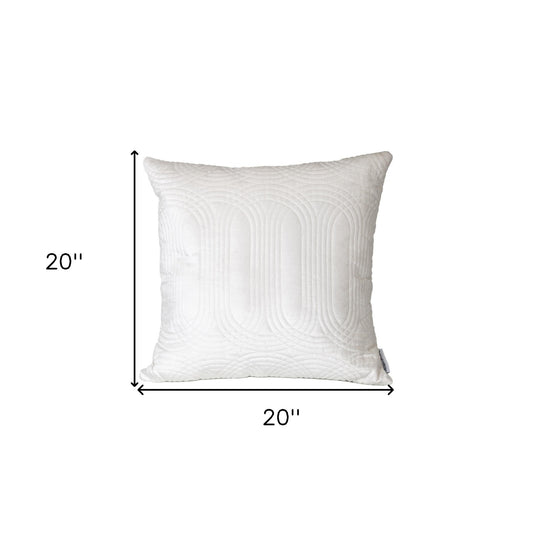 Quilted Velvet White Square Throw Pillow