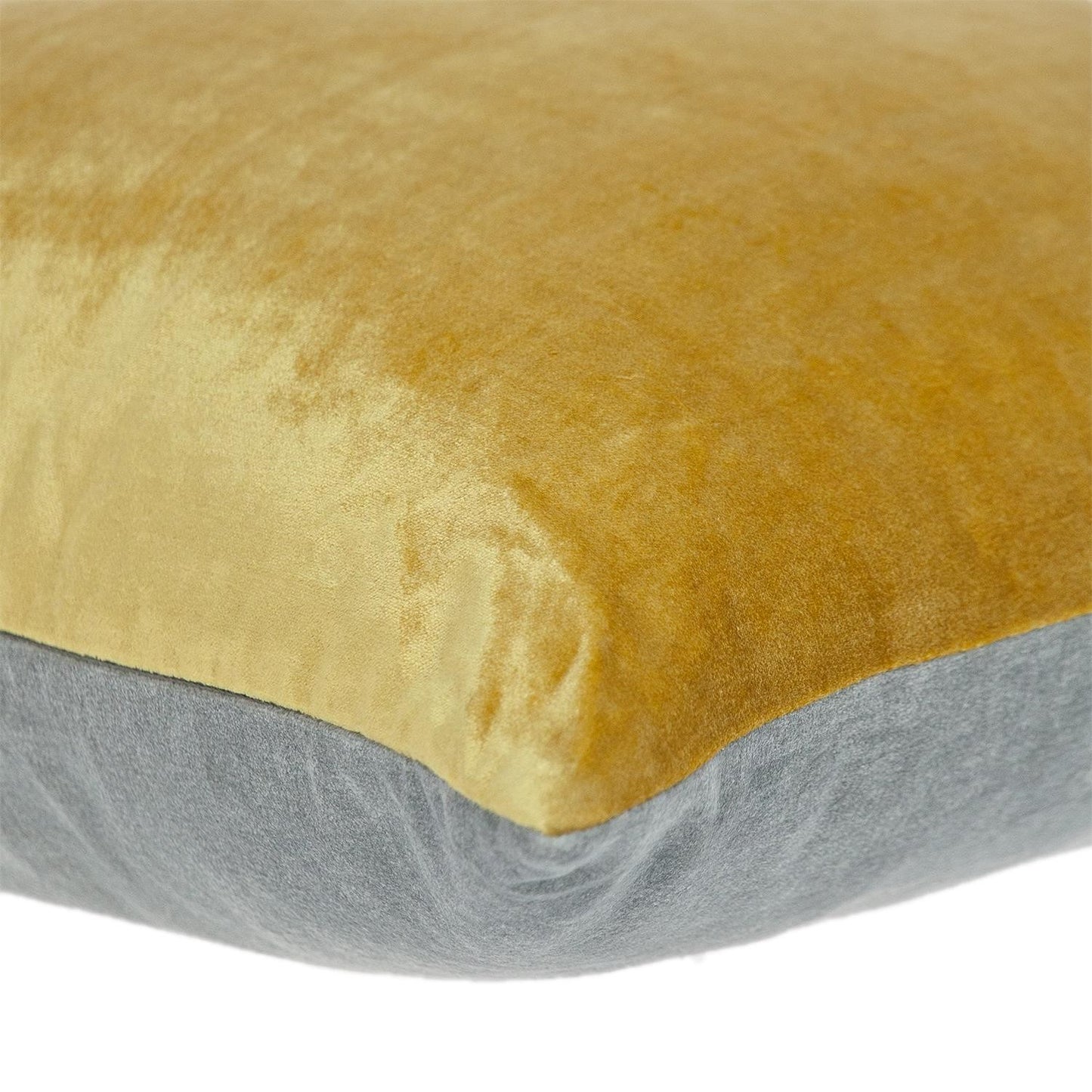 Yellow and Gray Dual Solid Color Reversible Throw Pillow