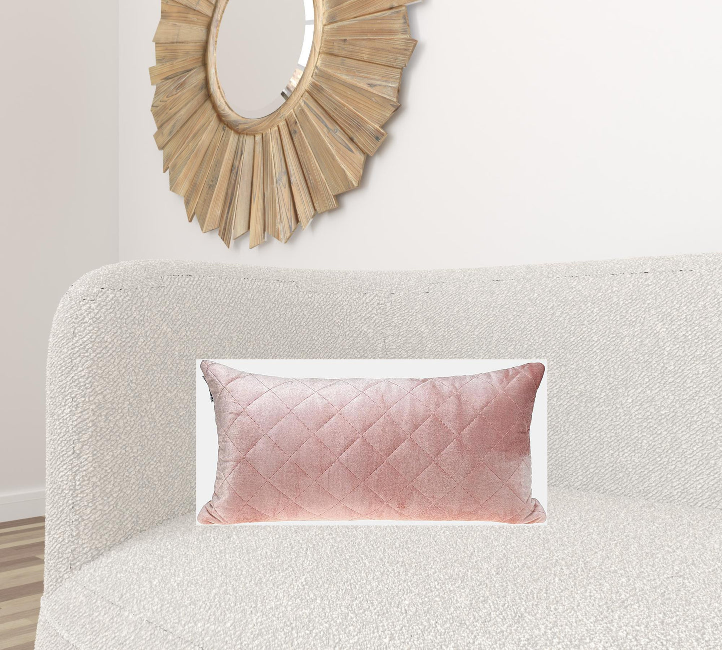 Tufted Diamond Pink Transitional Lumbar Pillow