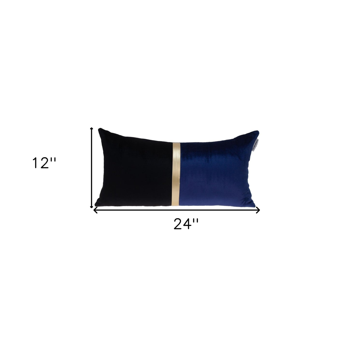 Black Gold and Blue Tufted Velvet Lumbar Pillow