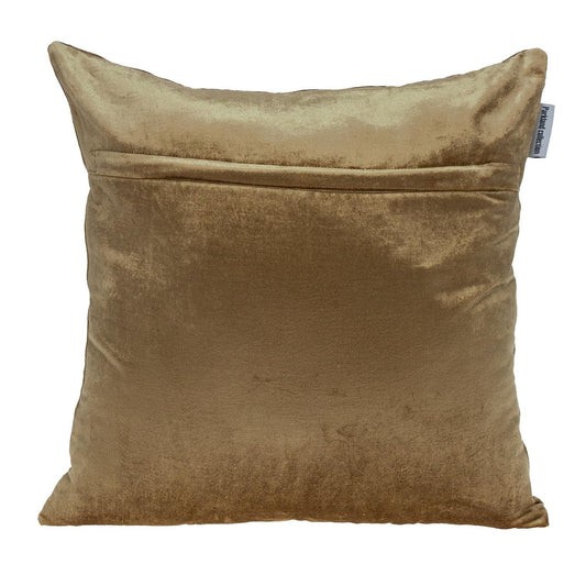 Beige and Gold Lattice Velvet Throw Pillow