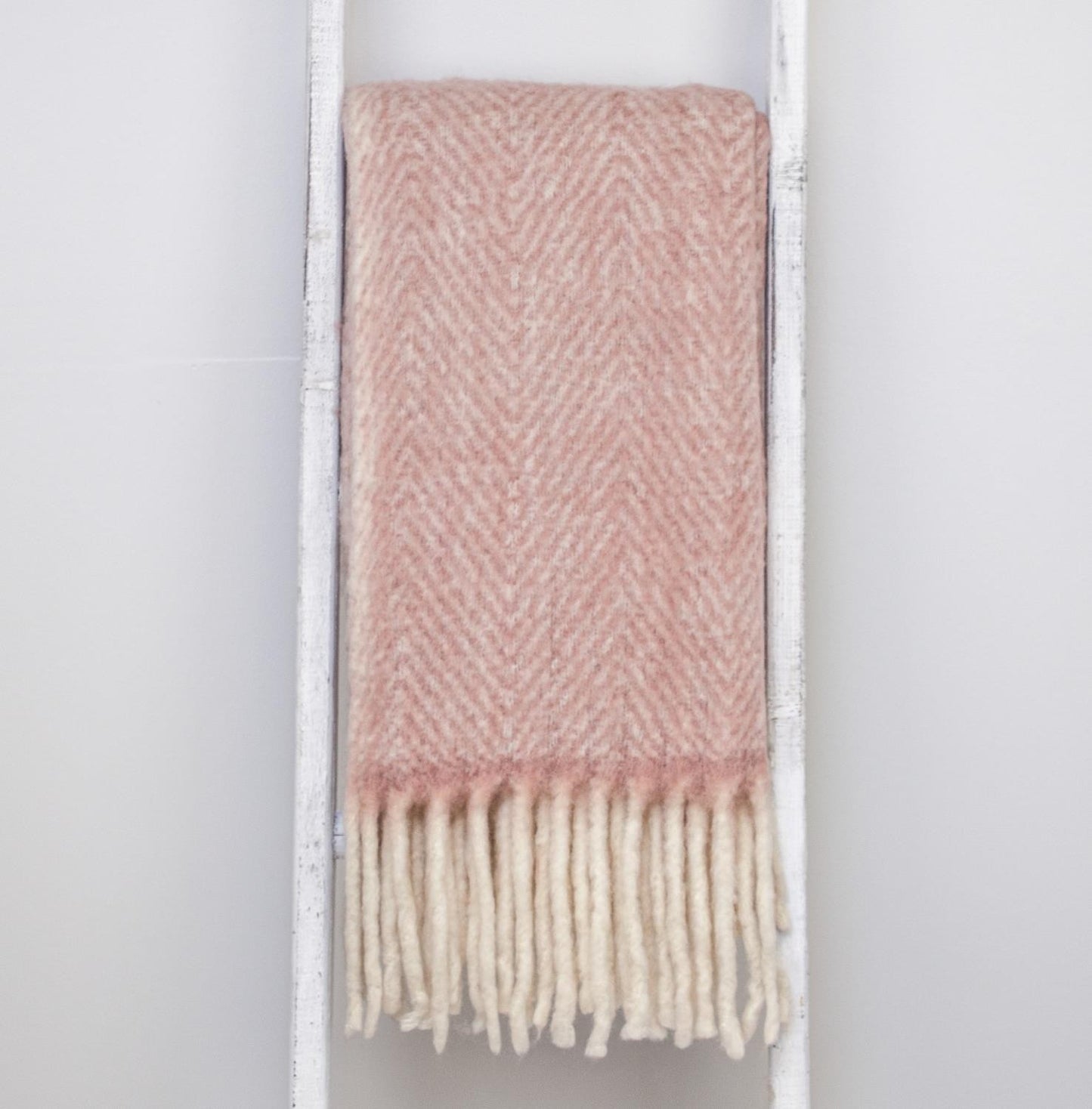 Pink Knitted Acrylic Abstract Reversable Throw