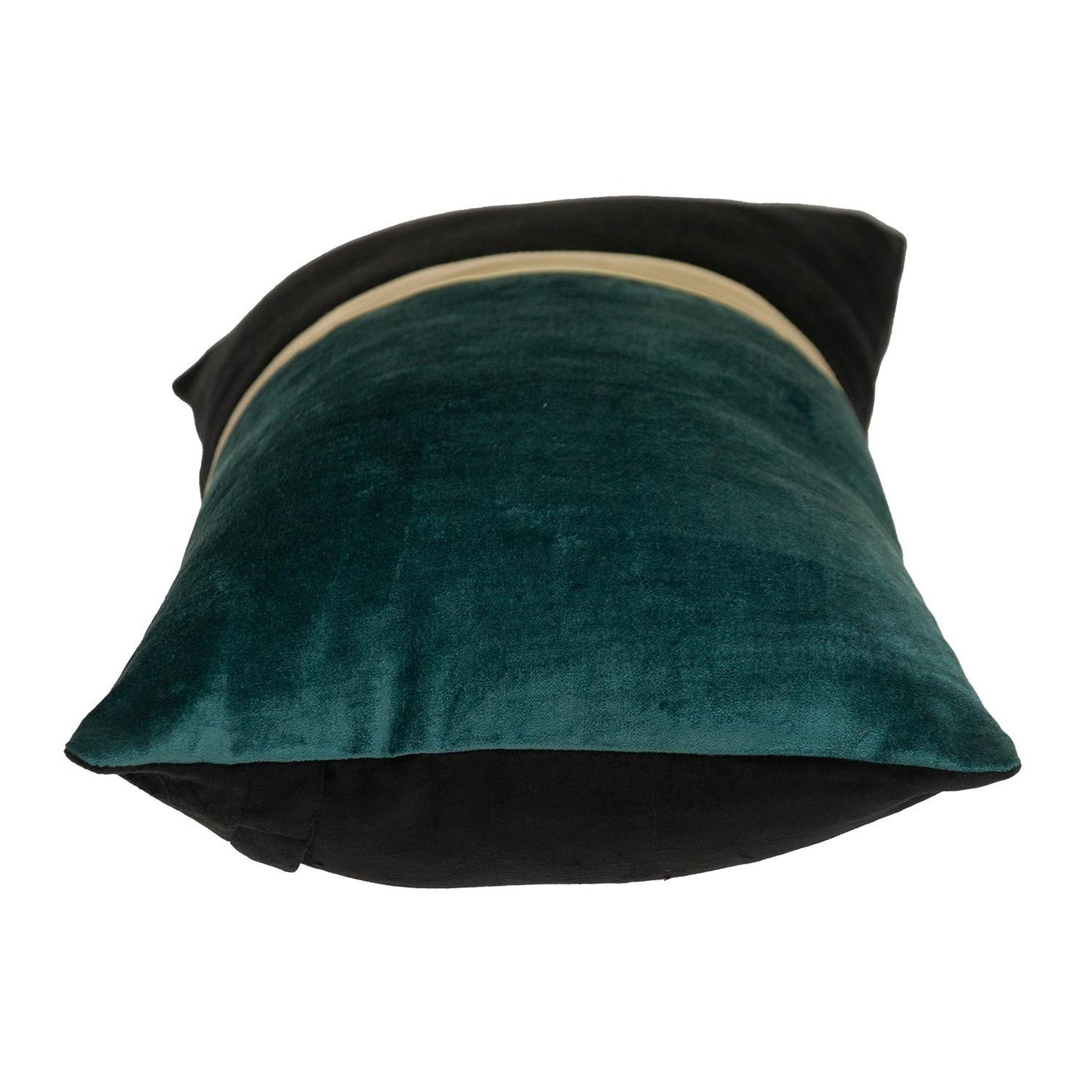 Teal Gold and Black Tufted Velvet Lumbar Pillow