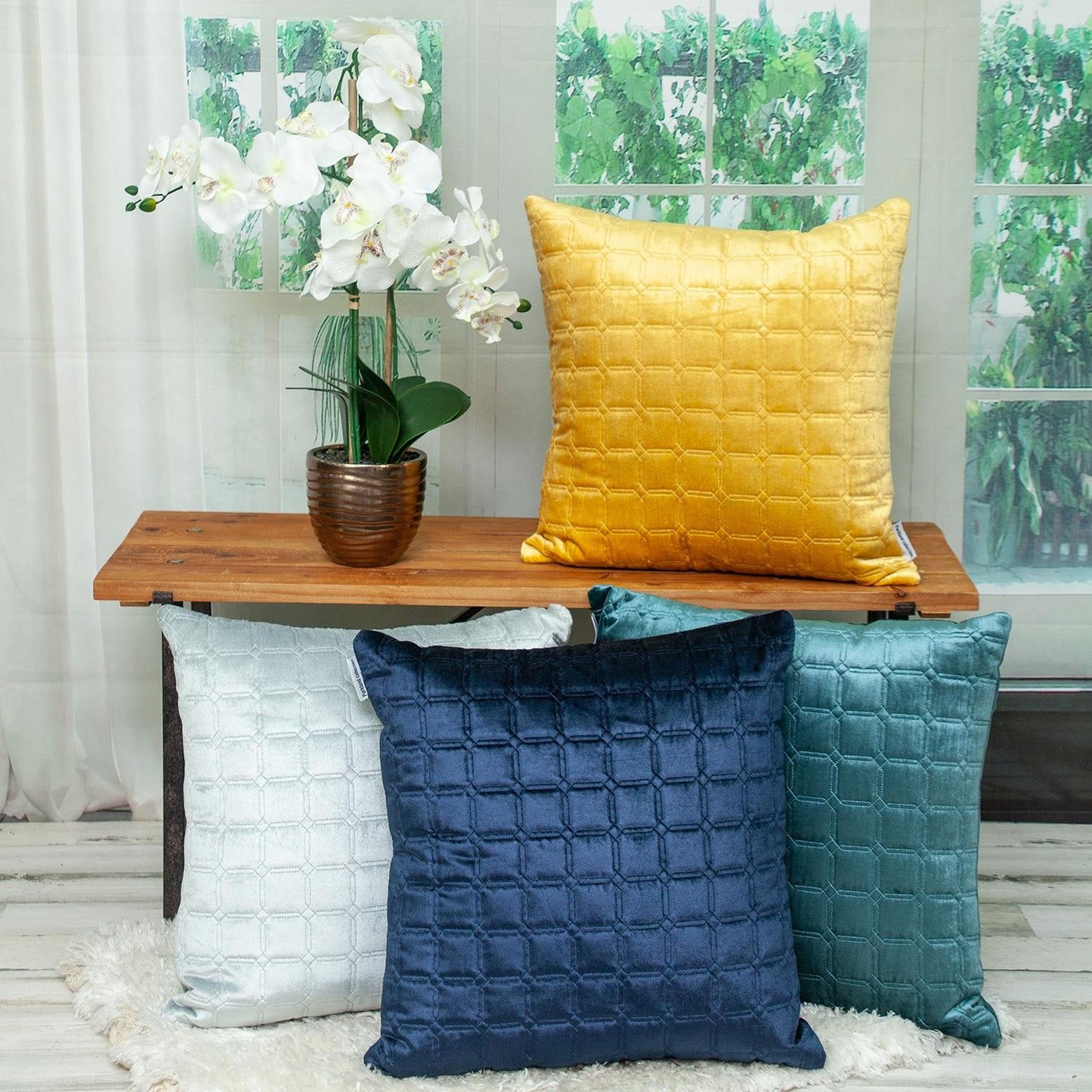 Teal Quilted Decorative Throw Pillow