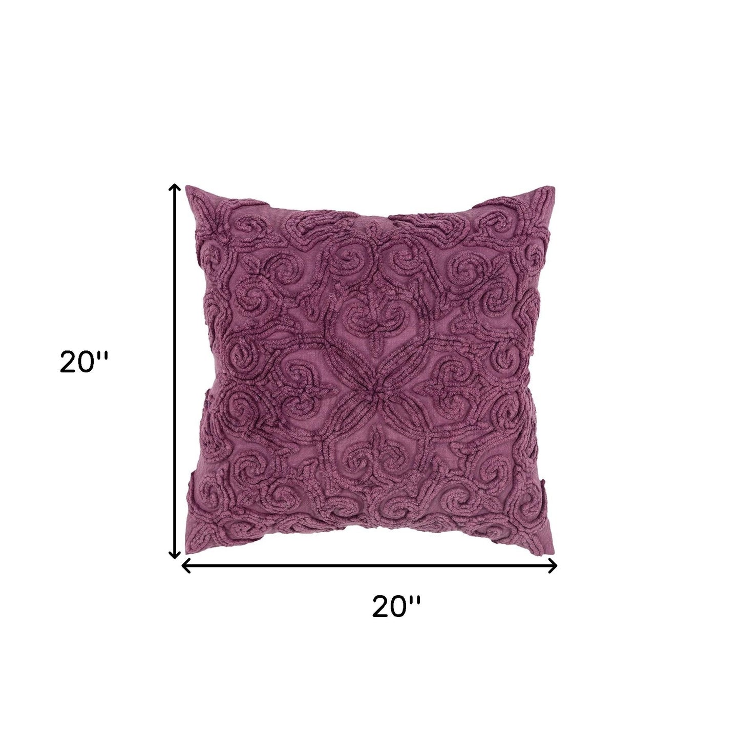 Purple Floral Patterned Heavy Textural Throw Pillow