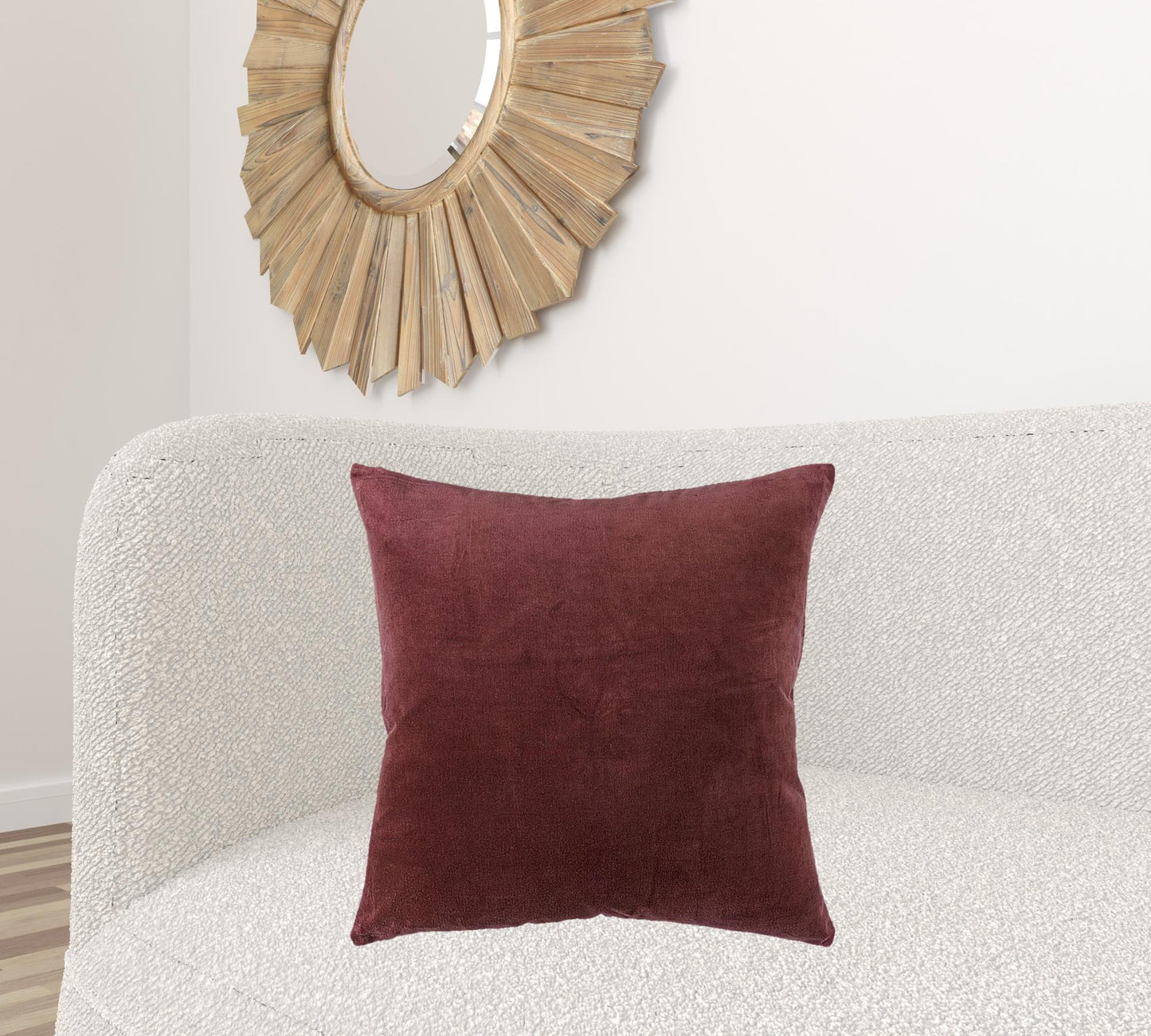 Rust Solid Reversible Cotton Velvet Throw Pillow