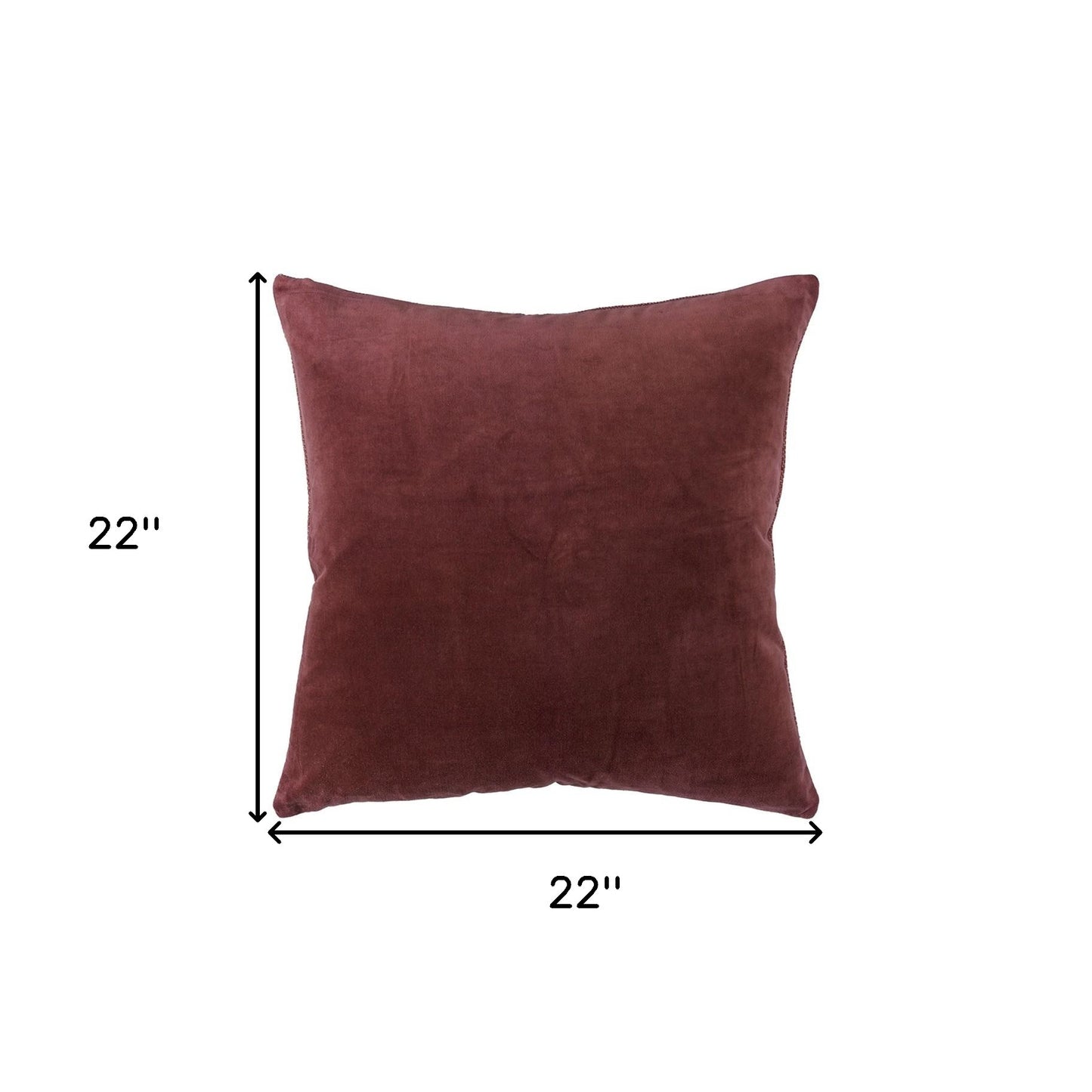 Rust Solid Reversible Cotton Velvet Throw Pillow