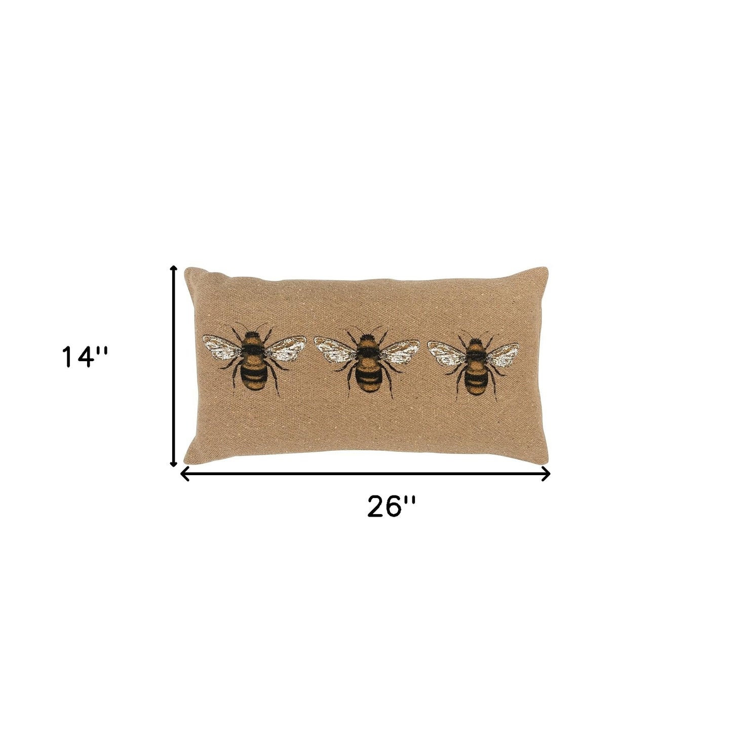 Tan Honeybees Trio Deocrative Lumbar Pillow