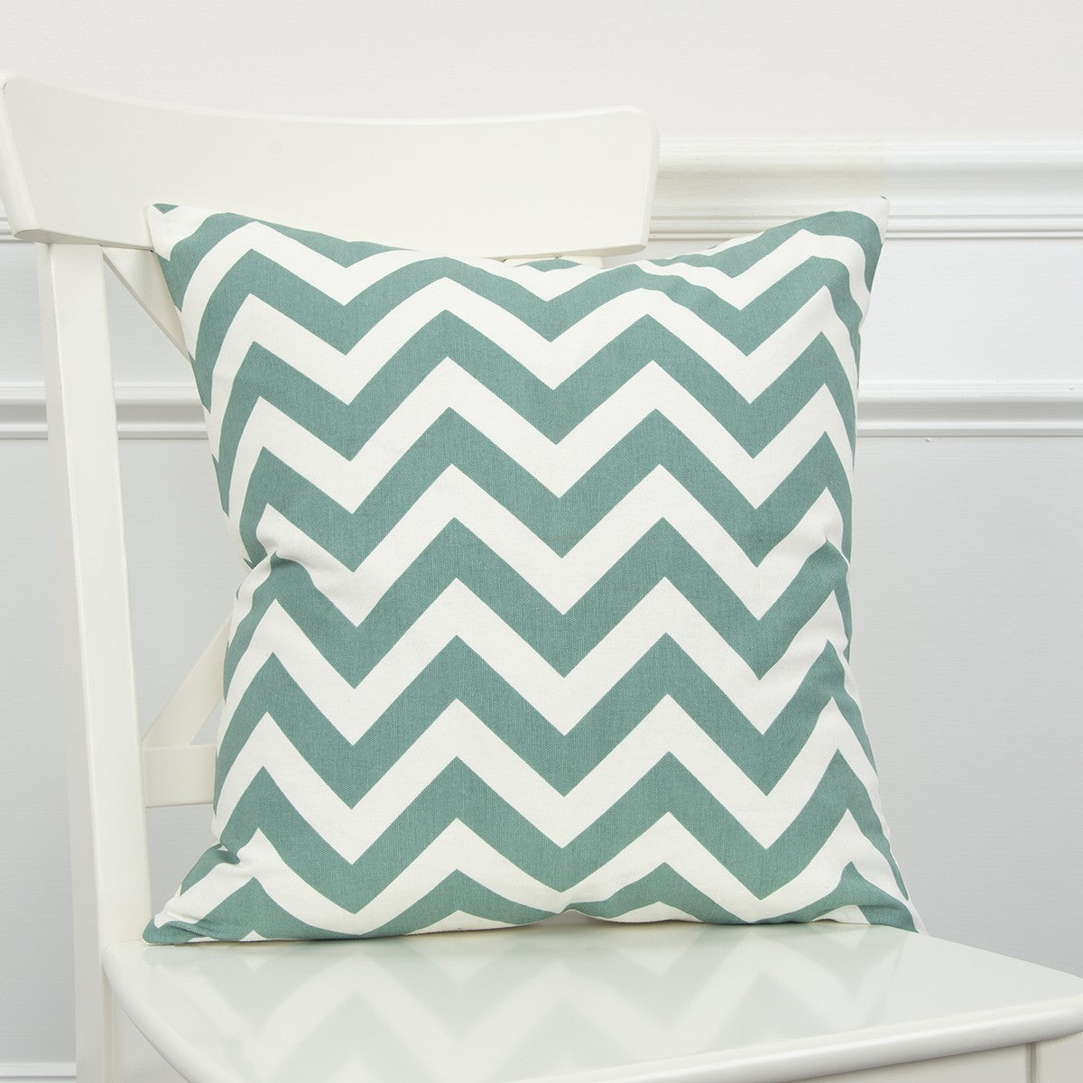 Teal Ivory Chevron Down Filled Throw Pillow