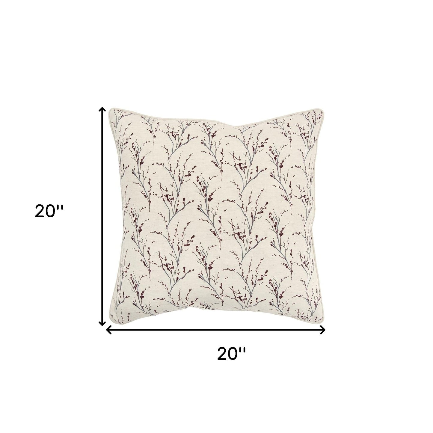 20" Berry Tiny Floral Buds Throw Pillow