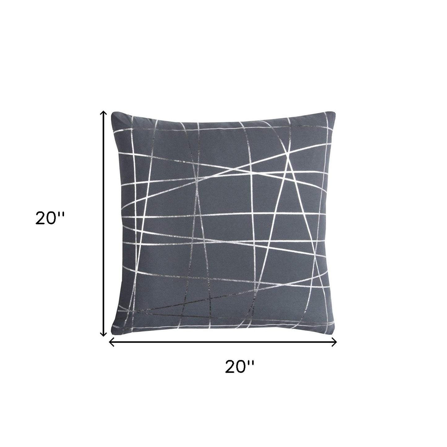 Gray Silver Contemporary Linework Throw Pillow