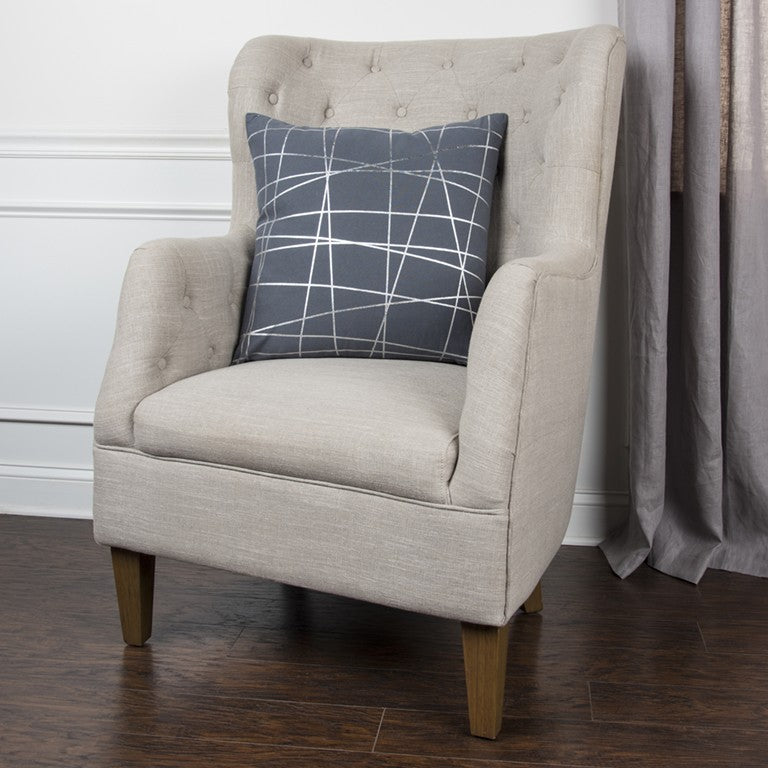 Gray Silver Contemporary Linework Throw Pillow