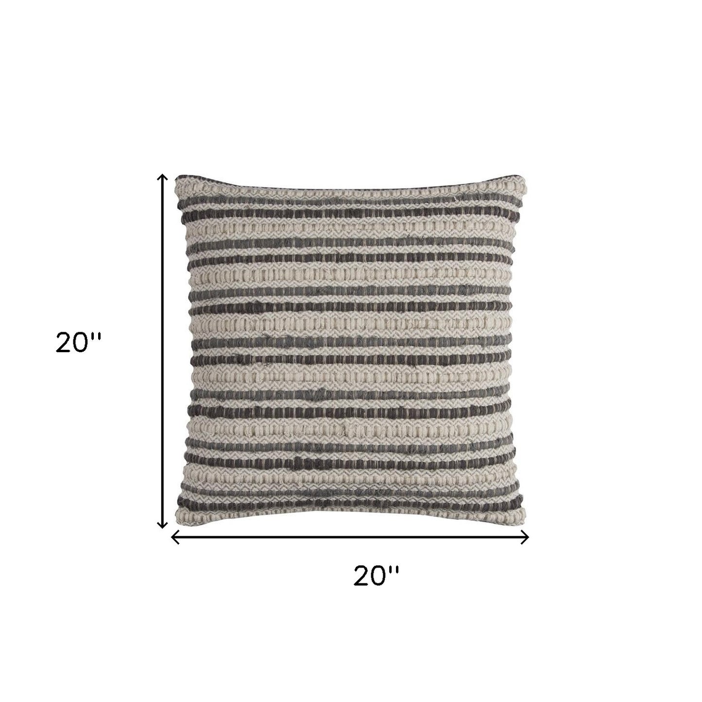 20" Gray Beige Nubby Texture Bands Throw Pillow