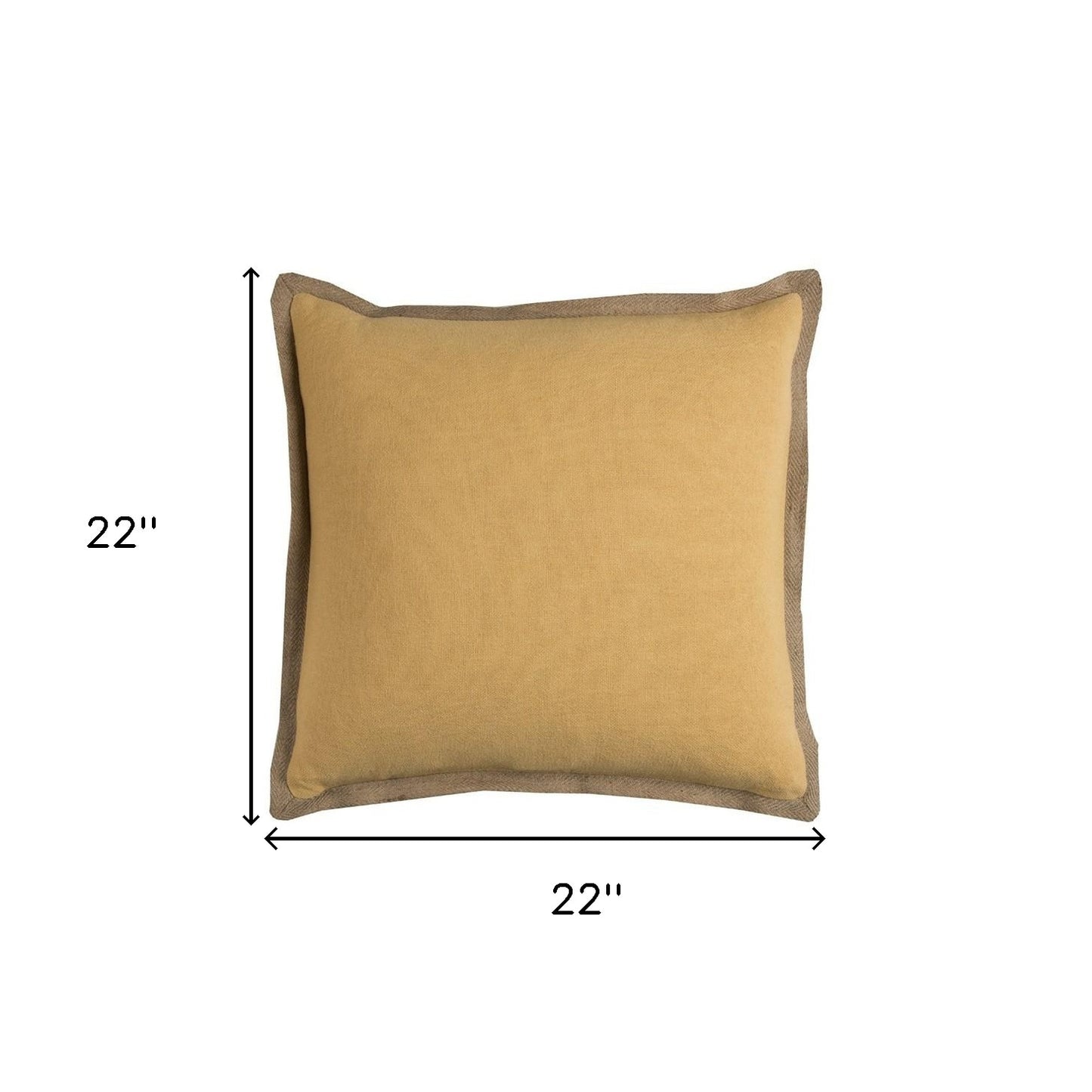 Yellow Beige and Natural Jute Throw Pillow