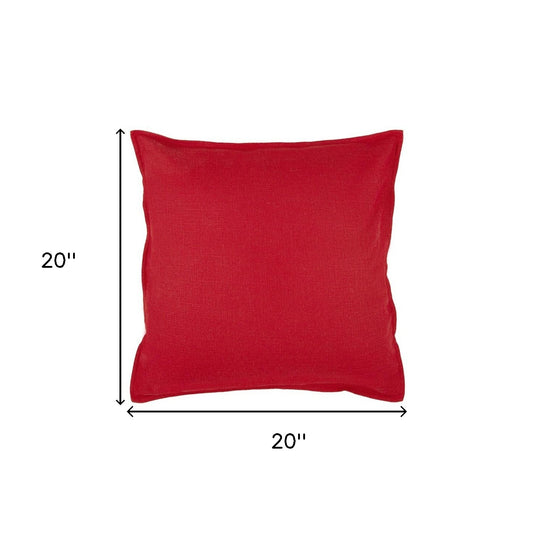 Red Solid Color Flange Edge Throw Pillow