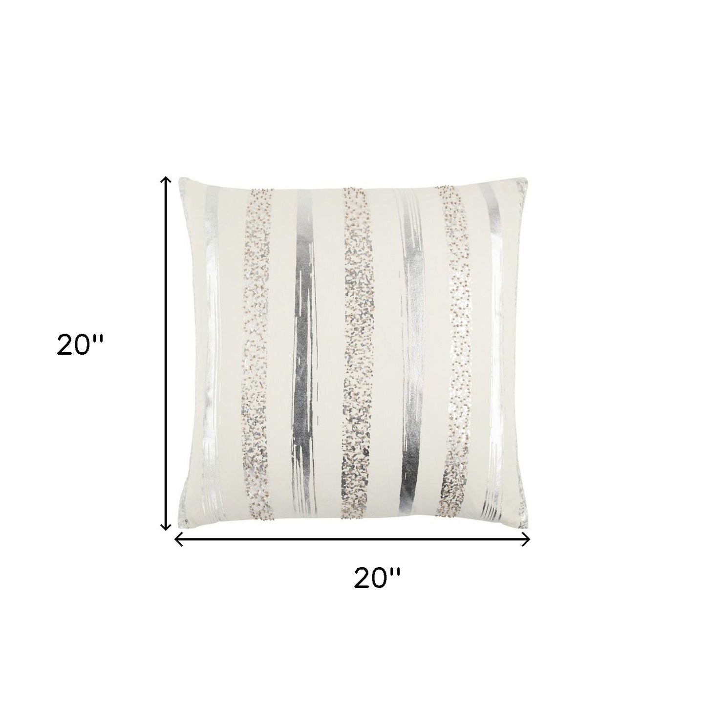 Silver and Gold Glam Stripe Beaded Throw Pillow