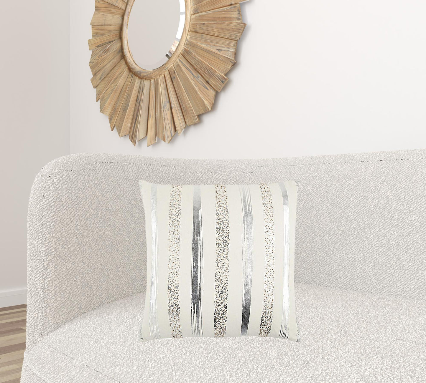 Silver and Gold Glam Stripe Beaded Throw Pillow