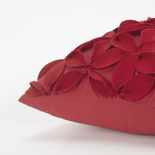 Red Pinwheel Floral Petal Down Throw Pillow