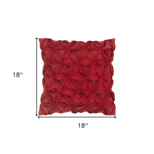 Red Pinwheel Floral Petal Down Throw Pillow