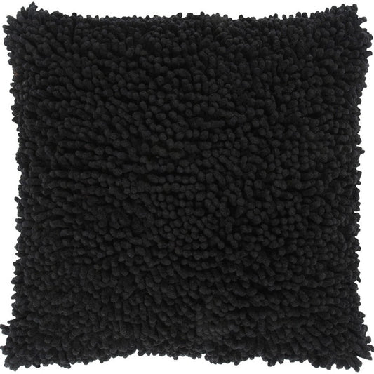 Black Boho Textured Modern Down Throw Pillow