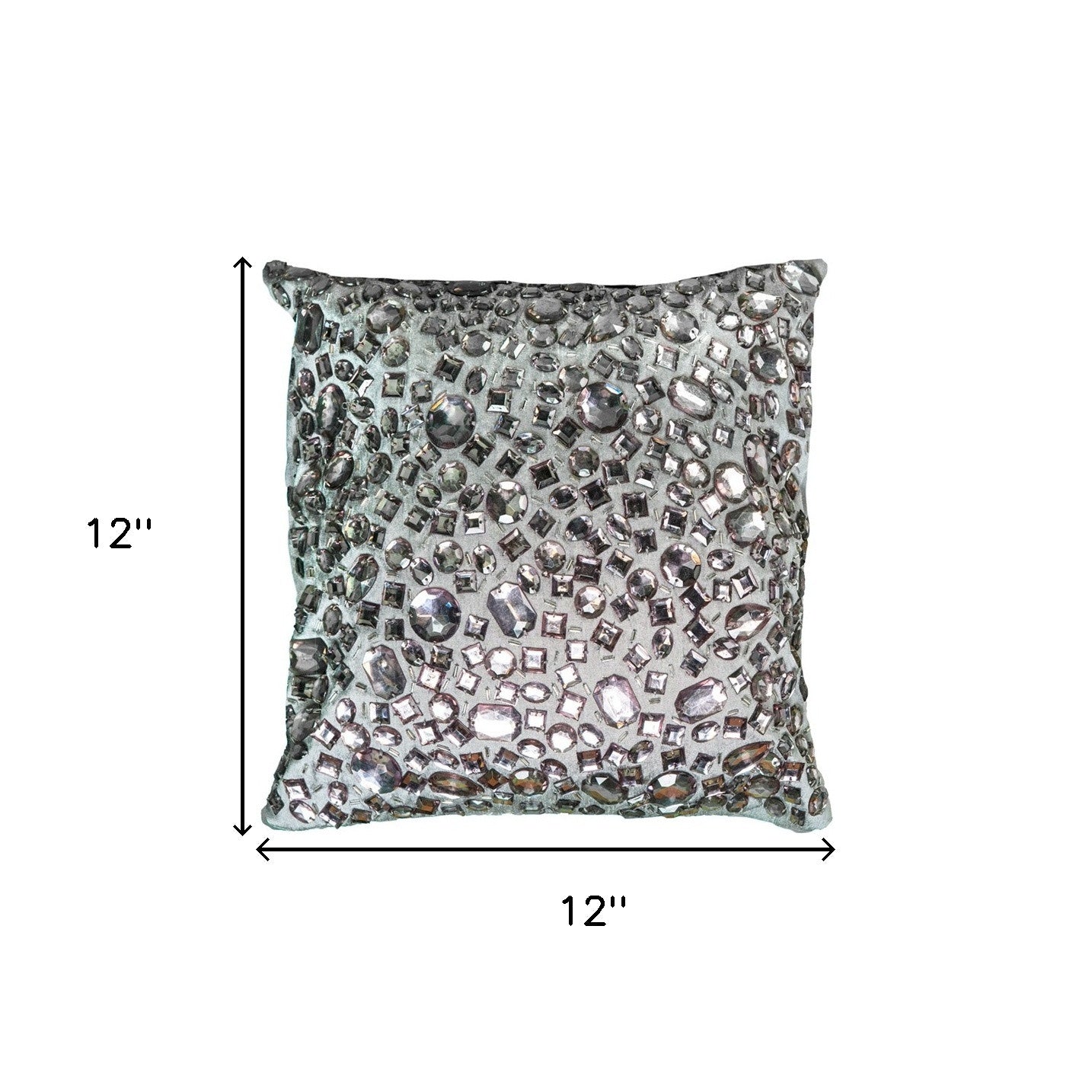 Silver Glam Faux Crystal Jewels Throw Pillow