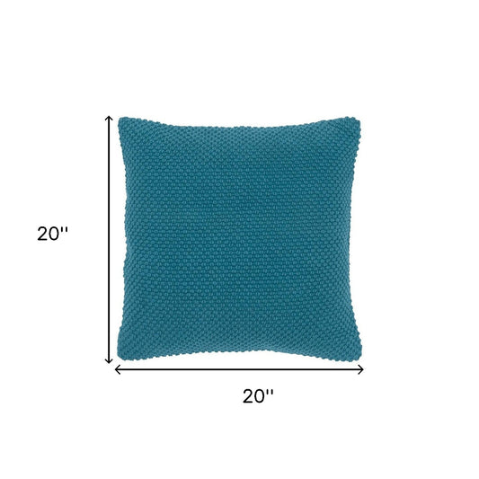 Teal Nubby Textured Modern Throw Pillow