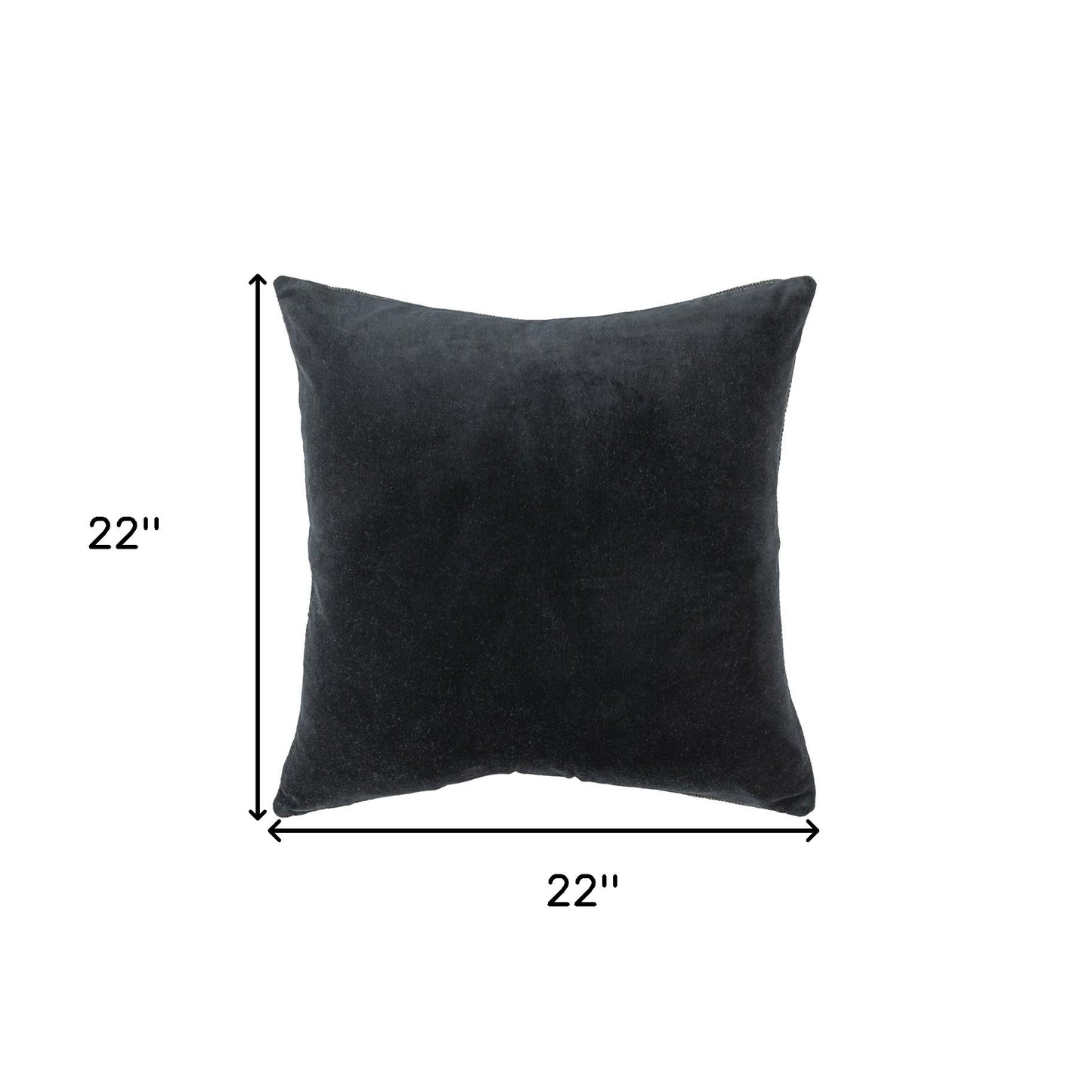 Black Solid Reversible Cotton Velvet Throw Pillow