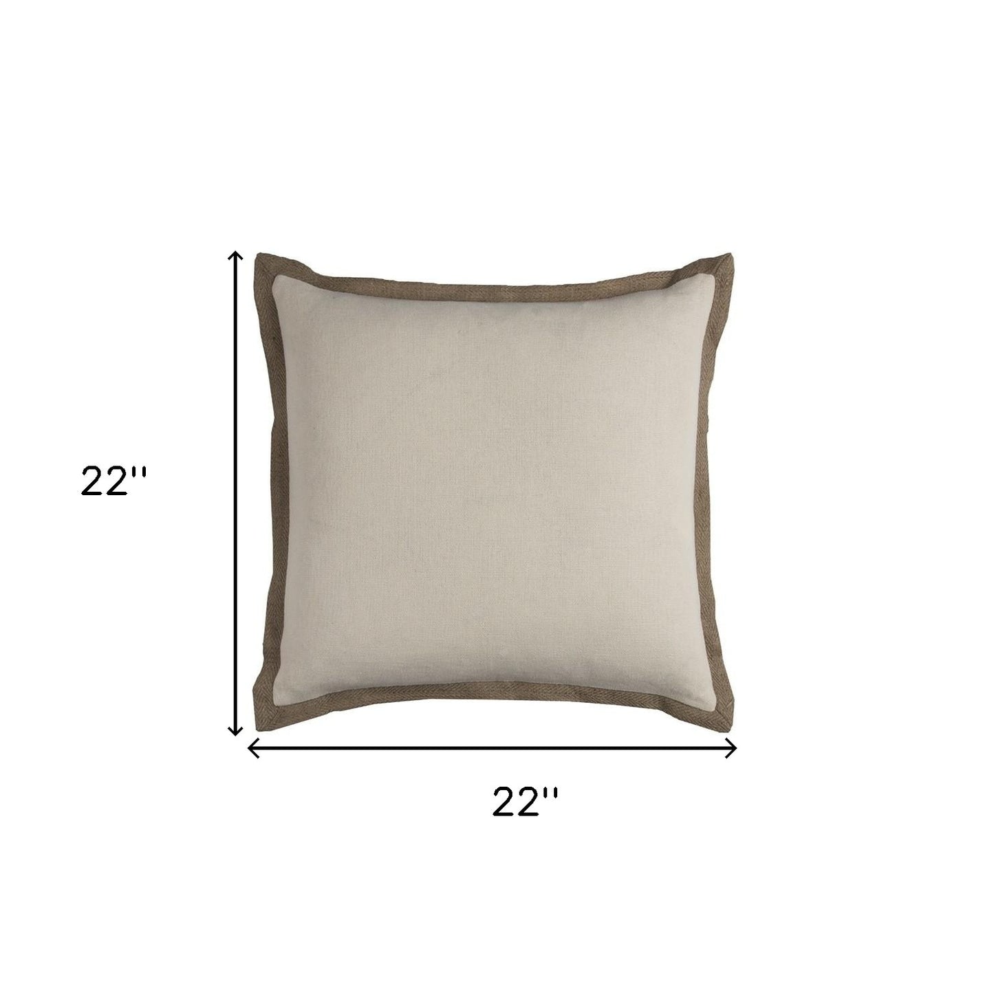 Ivory Beige and Natural Jute Throw Pillow