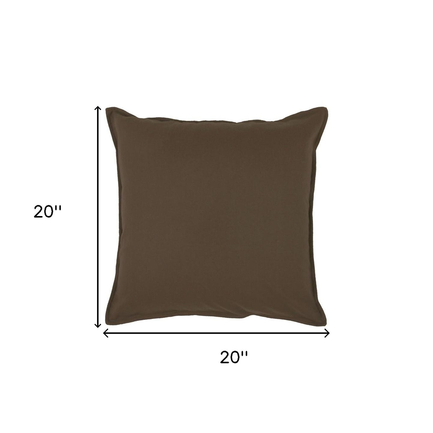 Brown Solid Color Flange Edge Throw Pillow