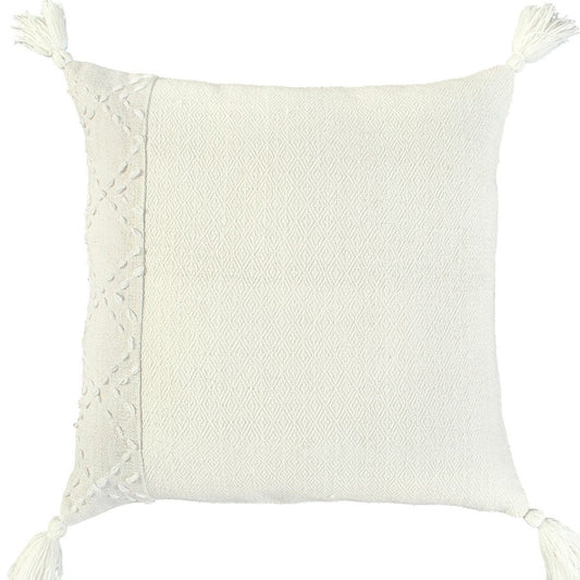 Ivory Accent Stitch Color Block Throw Pillow