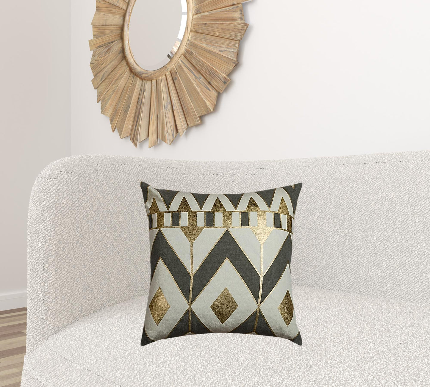 Set Of Two 20" X 20" Gray Zippered 100% Cotton Interlocking Throw Pillow