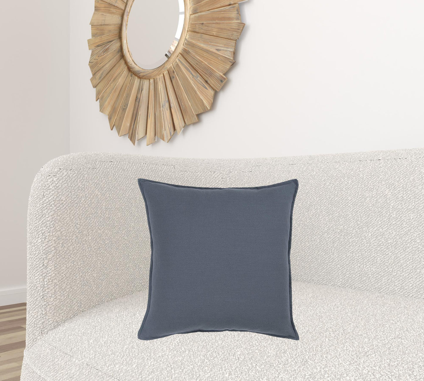 Slate Blue Solid Color Flange Edge Throw Pillow