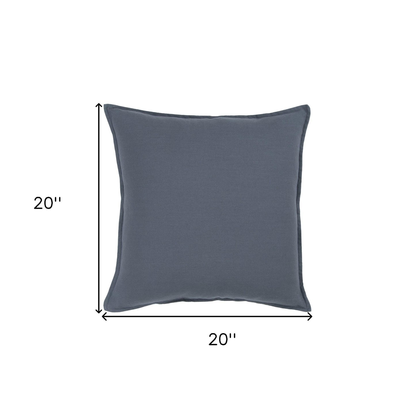 Slate Blue Solid Color Flange Edge Throw Pillow