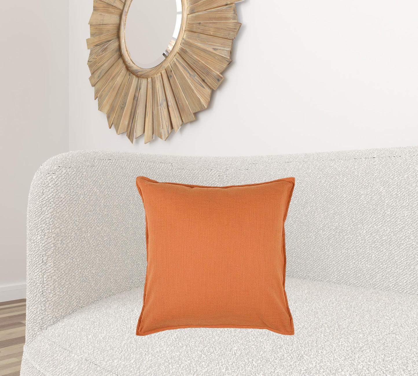 Orange Solid Color Flange Edge Throw Pillow