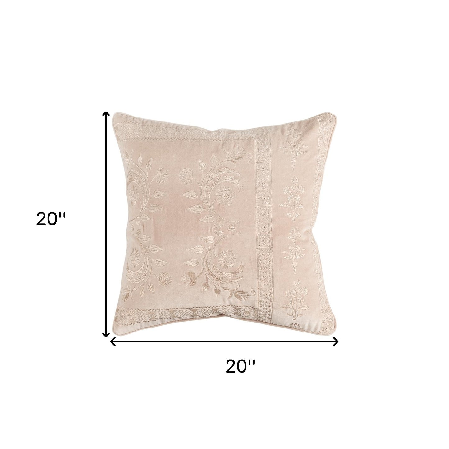 Blush Pink Floral Textured Reversible Throw Pillow