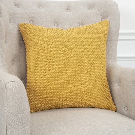 Yellow Nubby Textured Modern Throw Pillow