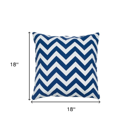 Navy Ivory Chevron Down Filled Throw Pillow