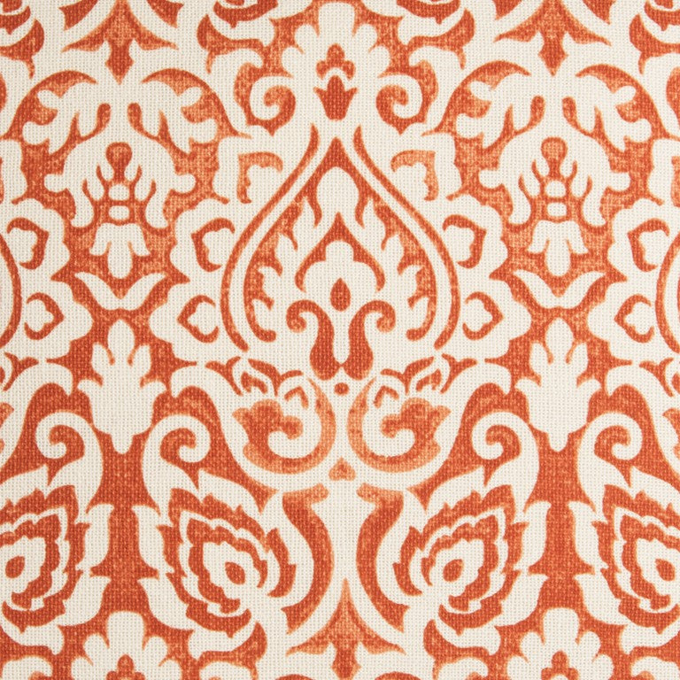 Orange White Distressed Damask Throw Pillow