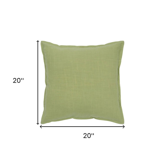Lime Green Flange Edged Modern Throw Pillow