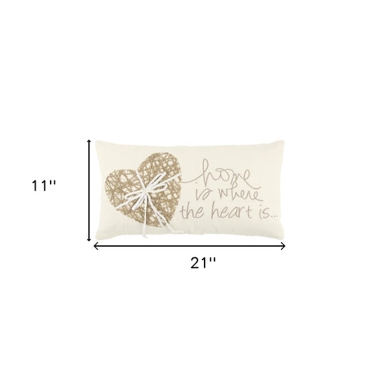 Ivory Home is Where the Heart Is Lumbar Pillow
