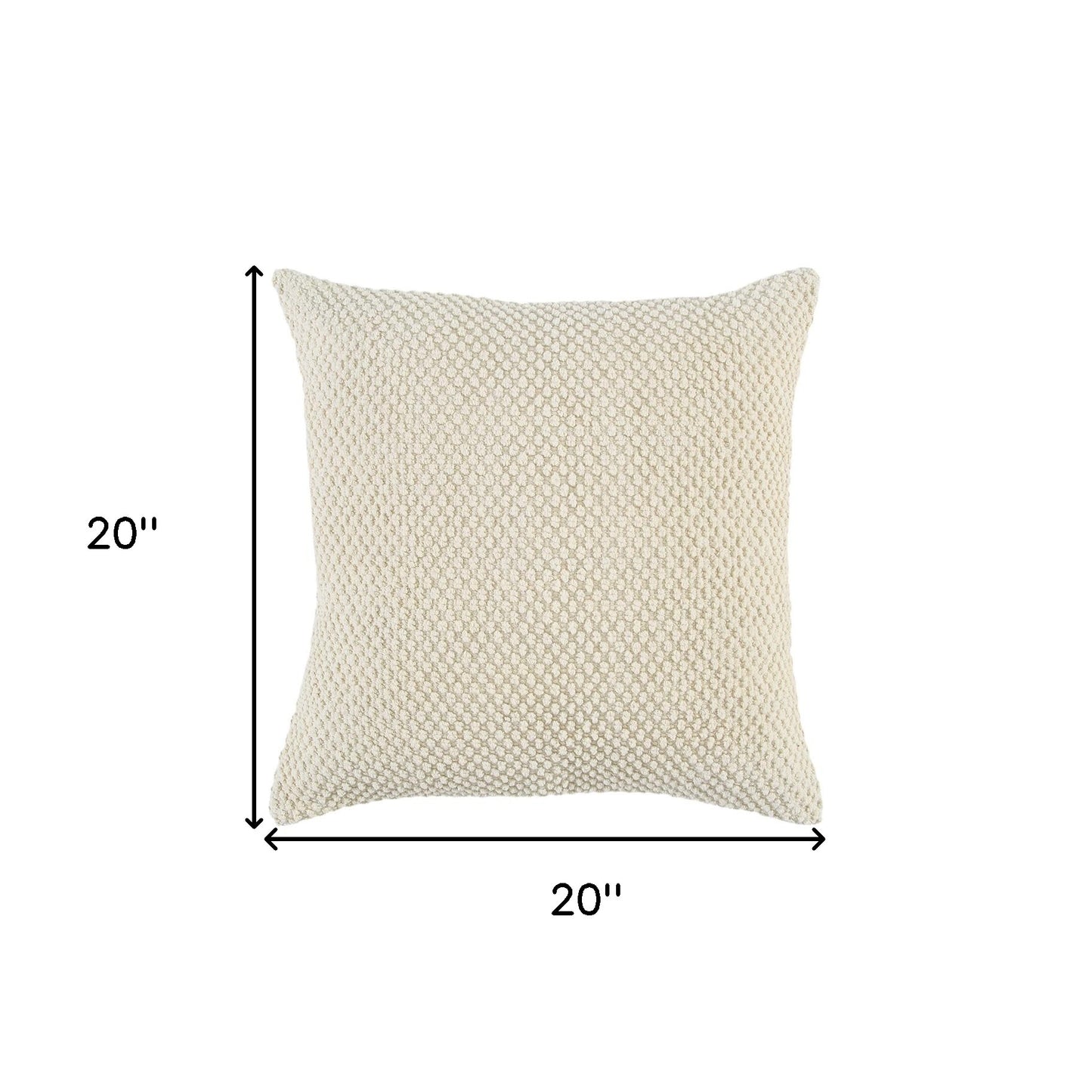 20" Natural Beige Nubby Textured Modern Throw Pillow