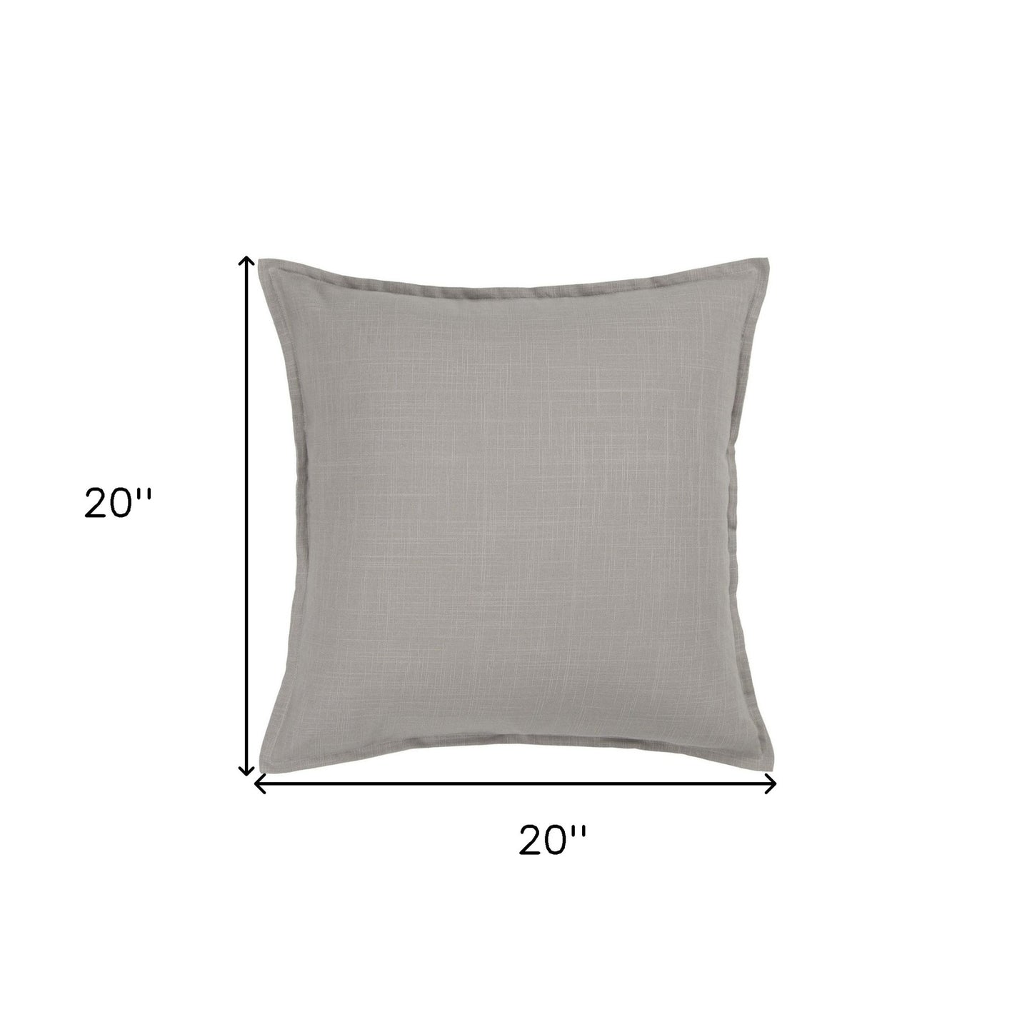 Gray Solid Color Flange Edge Throw Pillow