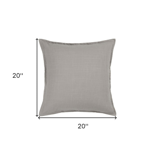 Gray Solid Color Flange Edge Throw Pillow